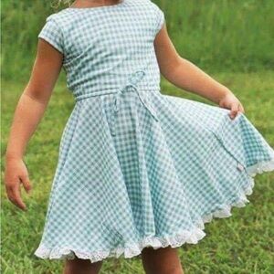 Omi Jo WDW girl 6 empire market dress light blue teal Boutique Dorothy Alice